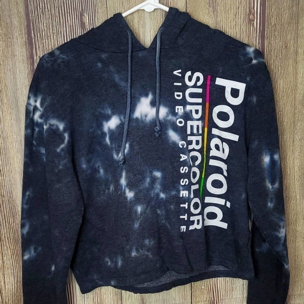 Polaroid Crop Sweater Top Sz Sm Blue Tie Dye